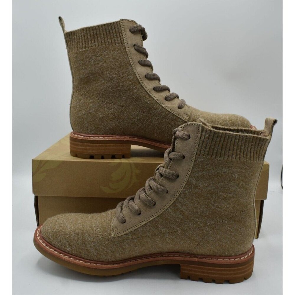 Sofft Womens Size 7 Landee Heathered Caramel Lace Up Knit Combat Boots Shoes - Picture 9 of 12